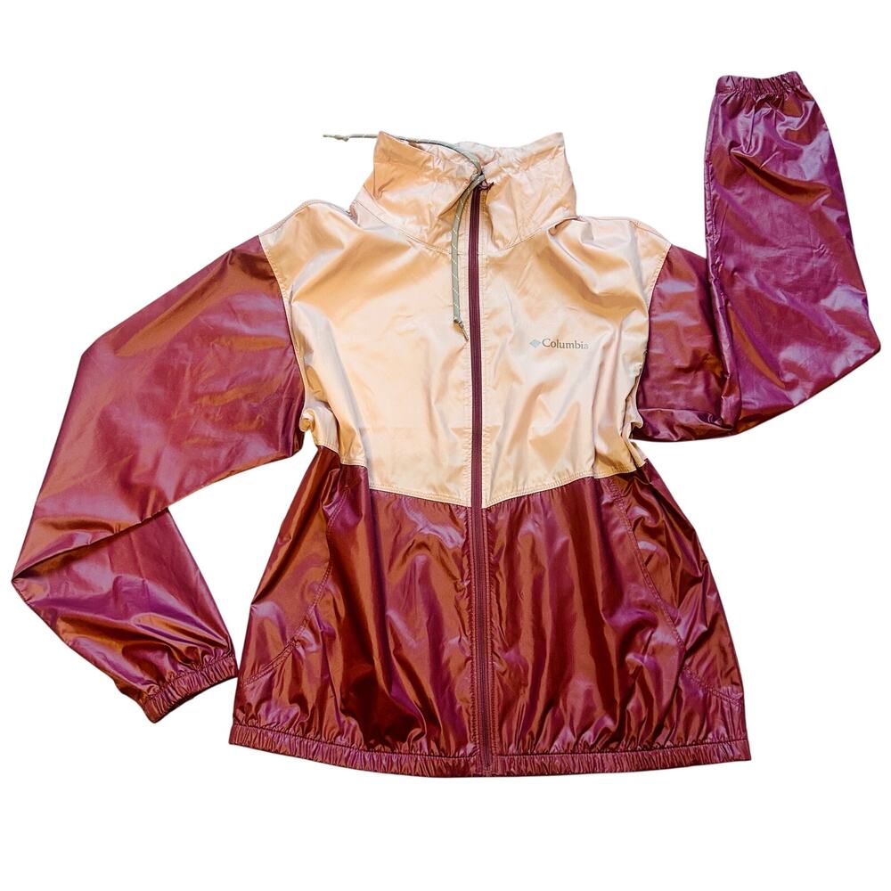 NWOT Columbia Morning View Windbreaker Size M Pink Colorblock